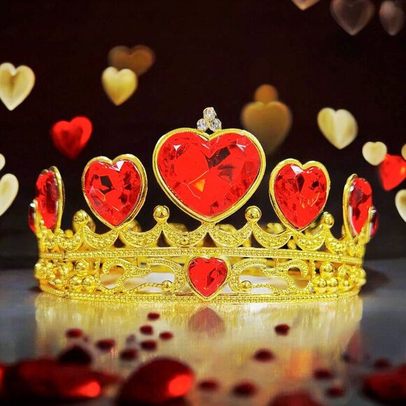 Love Crown, Queen of Heart Crown, Red Heart Crown, Gold Crown, Valentine Crown main image 7